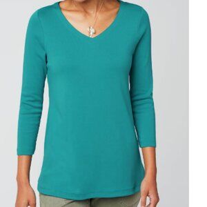 J. Jill Pima Cotton Long Sleeve T-Shirt - XL Hunter green